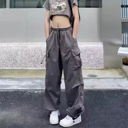 Kvinnor Y2K lastbyxor Casual Harajuku Low Midje Drag Sports Pants Solid Drag Paraply Mens Overdimased Pants Jogger 240130