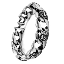 Pulseiras Route 66 Pulseira Histórica Mãe Estrada EUA Highway Motor Biker Bangle Jóias de Aço Inoxidável Punk Biker Homens Pulseira SJB0346