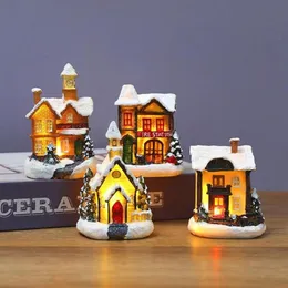 Decorações de Natal resina Luzes LED LUZES CENA DE NASTA VILATE MINIATURA ORNAMENTO ANO 2022 NOEL PRESS209X