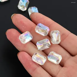 الثريا البلورية 10pcs شفافة AB الزجاج الزجاجي المتوسطة ثقب سطح الخرز محصورات PRISM DIY مثمن