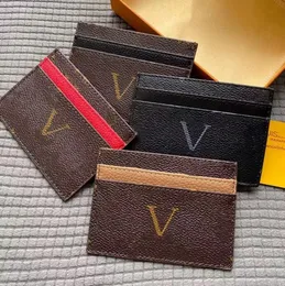 Klassiska brunt blommor läderkorthållare mini plånböcker bokstäver mynt pursar för charm män kvinnor mode väskor bästa julklappar 4 färger att välja mellan