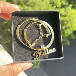 Tornozeletes 3uméter de aço inoxidável nome personalizado Cadeia de cobra Anklet Gold Hip Hop Pingente de pingente de pingente do presente