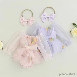 Sukienki dziewczynki dziewczynka siatek Tiulowy sukienka romper + opaska 0-24m nowonarodzone niemowlę maluch wiosna jesień