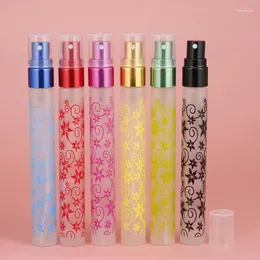 Storage Bottles 6 Pcs/lot Frosted Printed 10ml Glass Perfume Spray Atomizer Empty Refillable Portable Mini Parfum Bottle