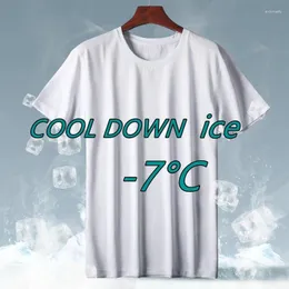 Camiseta masculina verão malha gelo seda camiseta respirável mangas curtas soltas sem costura e confortável esfriar