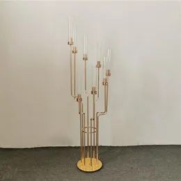 Candelabros de metal, castiçais acrílicos para mesa de casamento, suporte de flores, candelabro para decoração de casa 2396