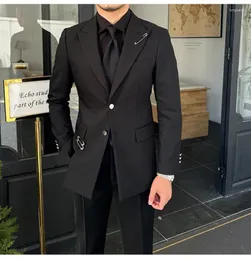 Men's Suits Top Quality Black Men Blazer Hombre Mariage Homme Personalized Party Dress Style Versatile Suit Coat Gentleman