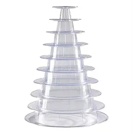 Jewelry Pouches Bags 10 Tier Cupcake Holder Stand Round Macaron Tower Clear Cake Display Rack For Wedding Birthday Party Decor257h