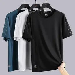 Quick drying sports running T-shirt mens short sleeved 2024 summer casual black oversized 9XL 8XL top grade T-shirt 240130