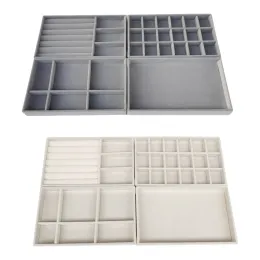 Ringar 4 stycken Stackbara smycken Trays Organizer Hållbar insatsavdelningsdisplayfodral.