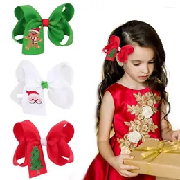 إكسسوارات الشعر Oaoleer Christmas Embroidery Bow Clips for Baby Girls Coll Color Tree Snowman Santa Hairpin kids.