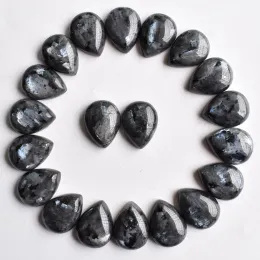 Alloy Wholesale 30pcs/lot Fashion good quality natural black spectrolite drop CABOCHON no hole beads 20x15mm for jewelry making free