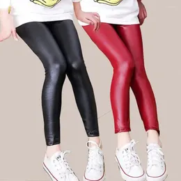 Pantaloni in finta pelle PU Adolescenti Bambini Ragazze Leggings Pantaloni sottili a matita skinny Primavera Autunno Vestiti per bambina