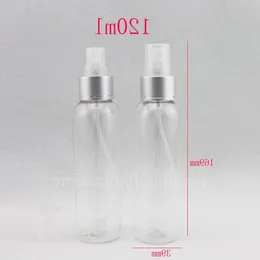 도매 120ml 투명 둥근 화장품 플라스틱 스프레이 병 120cc 알루미늄 스프레이 노즐 미세 미스트 펌프 병 컨테이너 LXHSB