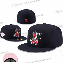 2024 Cappelli da baseball da uomo aderenti Nero Atlanta Peachtree Sport Cappellini firmati completamente chiusi Sakura Angeles Berretto da baseball Chapeau Ed World Series Jan30-09