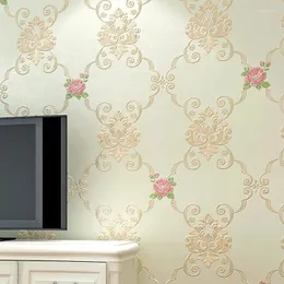 Wallpapers 3d em relevo flor europeia papel de parede pano de fundo murais elegante sala de estar decoração floral decoração para casa gm021