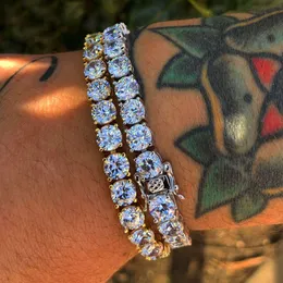 18K Sterling Gümüş Ayarlanabilir CZ Buzlu Out Zirkon Tenis Bilezik Hip Hop Kadınlar Erkekler Tek Serçe Rhinestone Takı Hediyeleri