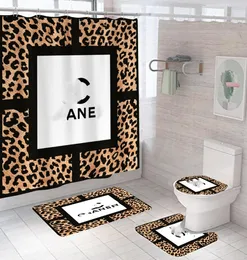 Designer dusch gardin fyrdelar badrum vattentät gardin utan halkfri golvmatta toalettmatta badrumsmaterial