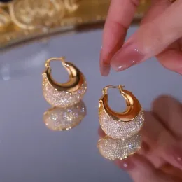 شبكة ذهبية جديدة Zircon 14k أقراط ذهبية أصفر للنساء شخصية أزياء إكسسوارات الحياة اليومية الفاخرة الحزب هدايا عيد ميلاد مجوهرات