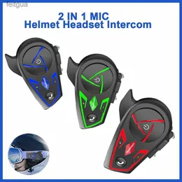 トランシーバー1/2PCS Bluetooth Motorcycle Helmet Intercomヘッドセット2ライダー1000距離通信ハンズフリーモットサイクルインターホンYQ240130