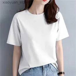 T-shirt das mulheres 2023 Multicolor Color Tee Mulheres M-2XL Harajuku Branco Womens T-shirt Feminino O-pescoço Coreano Verão Top Básico Tshirt Dropshipping 240130