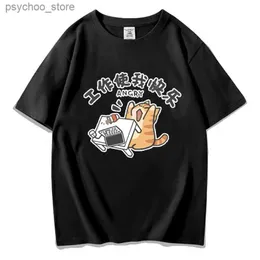 Erkek Tişörtler Kadın Kore Moda Tees y2k Kadın Sevimli Kedi Pet T-Shirt Harajuku Külot Gömlek Kızlar Kawaii Tops Street Giyim Çift Giyim Q240130