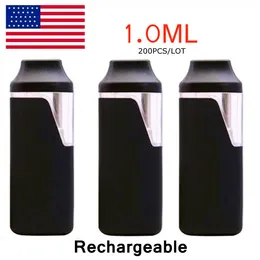 USA STOCK Black Disposable Vape Pen Empty Rechargeable Electronic Vape Starter Kits E Cigarettes 1ml 280mah Battery for Thick Oil Vaporizer Ceramic Coils 200pcs/lot