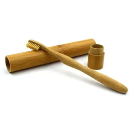 Portátil caixa de escova de dentes de bambu natural caso tubo para viagens eco amigável feito à mão caixas de armazenamento 242i