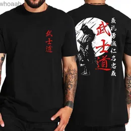 Homens camisetas Japão Samurai Espírito Camisetas para Homens Estilo Japonês Voltar Imprimir Solto Oversized 100% Algodão Tops T-shirt Bushido Masculino Presentes Tee 240130