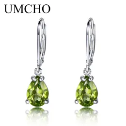 Örhängen umcho 925 sterling silver örhängen studörhängen designer naturlig peridot ädelsten fina smycken för kvinnor special gåva