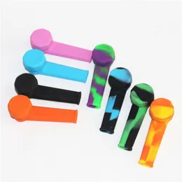 Silicone Hand Pipes 3.5" cartoon FDA Silicone Pipe Customized Printings Smoking Accessories Environmentally Water Bong