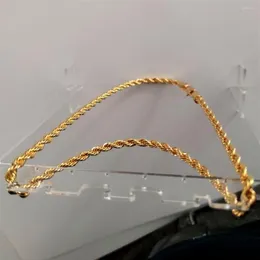 قلادة قلادة حقيقية 24 كيلو أصفر الذهب GF الماسي قطع إد الصلبة XP المجوهرات الفاخرة الأصلية الصورة سميكة 6 مم حبل السلسلة 257n