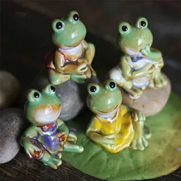 Funny Frog Figurines Living Room Home Collectible Cute Ceramics Decor Crafts Ornament Room Lovely Wedding Gift Table Decoration T2261Q