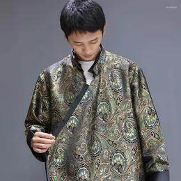 Ethnische Kleidung Tibet Trend Herren Sommer Lässiger Sammlermantel Chinesischer Stil Locker sitzender Tang-Anzug Langarm Stehkragen Jugendjacke