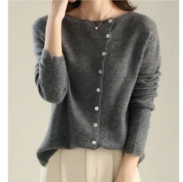 Autumn Winter Sweater Women Elegant Button Design Knitted Cardigans For Women Casual Sweaters 240131