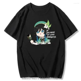 Herren T-Shirts Genshin Impact Venti Shirt Übergroße Kawaii Kleidung Frauen Haraju Tees Lustiger Druck Baumwolle Sommer Kurzarm Cartoon T-Shirt