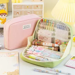 Милые пеналы, большая вместительная сумка Kawaii, сумка-коробка для девочек, школьные принадлежности, японские корейские офисные канцелярские принадлежности