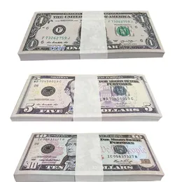 Bästa 3A -storlek Film Props Party Game Dollar Bill förfalskade valuta 1 5 10 20 50 100 Ansiktsvärde på US Dollars Fake Money Toy Gift 1003396702S57R