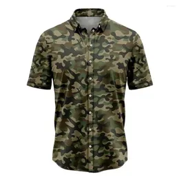 Camisas casuais masculinas camuflagem vintage manga curta topos 3d esportes ao ar livre extra grande camisa de verão roupas de caça