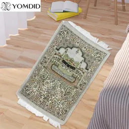 Carpets YOMDID Muslim Carpet Blanket Prayer Rug Tapete With Tassel Islamic Mat Portable Embroidery Home Decoration 65x110cm