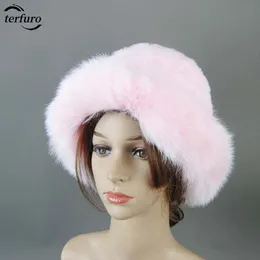 Luxury Knitted Real Genuine Fox Fur Hats Women Beanies Solid Rex Rabbit Fur Caps Winter Lady Party Fashion Fur Hat Skullies 240131
