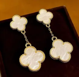 Four Leaf Clover Earring Fashion Classic Dangle Earrings Designer for Woman Agate Mother of Pearl Moissanite Valentines 선물 교사 E66+56