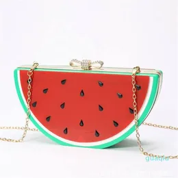 Acrylic Women Evening Bag Watermelon Lemon Orange Shape Chain Handbag Wedding Party Clutches Fashion2324
