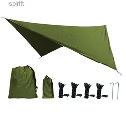Shade 350x280cm Awning Waterproof Ultralight Tarp Tent Shade Garden Canopy Sunshade Outdoor Camping Hammock Rain Fly Beach Sun Shelter YQ240131