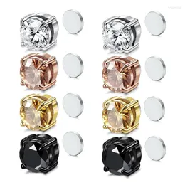 Stud Earrings 1Pair Magnetic Ear Studs Men Women Round Magnet Crystal Stone Earring No Hole Nails Non-piercing Jewelry