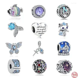 Loose Gemstones DIY Blue Ocean Fish Butterfly Dream Beads 925 Sterling Silver Charms Fit Original Bracelet Accessories European