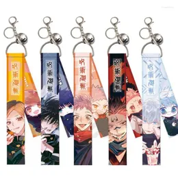 Keychains Anime Jujutsu Kaisen Lanyard Strap Keychain Cartoon Figure Gojo Satoru Yuji Itadori Streamer Bag Pendant Key Ring