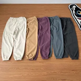 Men's Pants Basic Versatile Five Color Elastic Waist Tie Leggings Made Of Old Wax Dyed Wash Bathroom Japanese Streetwear