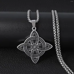 Chains Celtic Knot Necklace For Men Waterproof Stainless Steel Box Chain Collar Vintage Gothic Protection Amulet Gifts Him Jewelry