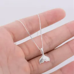 Hänge halsband fashio sliver söta smycken val svans fisk charm för kvinnor sjöjungfru hängande födelsedagspresentspendant227i